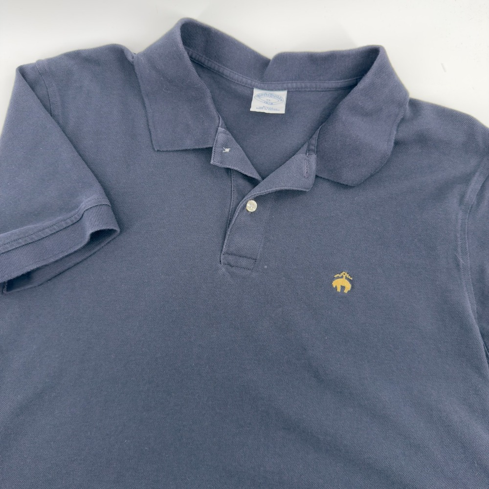 Brooks Brothers‎ 1818 Mens Navy Blue Slim Fit Pique Cotton Polo Shirt XL Logo